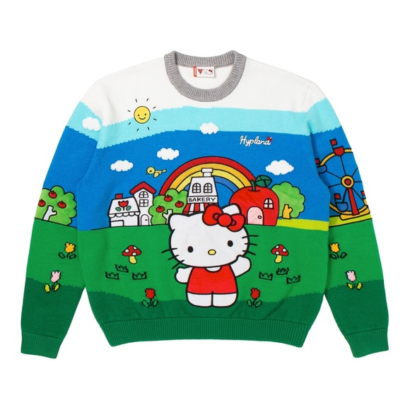 Hypland Sweaters - Hypland HELLO KITTY CARNIVAL KNIT SWEATER (NIGHT TIME) “Super Mushrooms”edition
